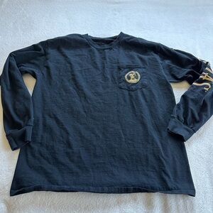 Men's Black Long Sleeve Tee with Gold Details